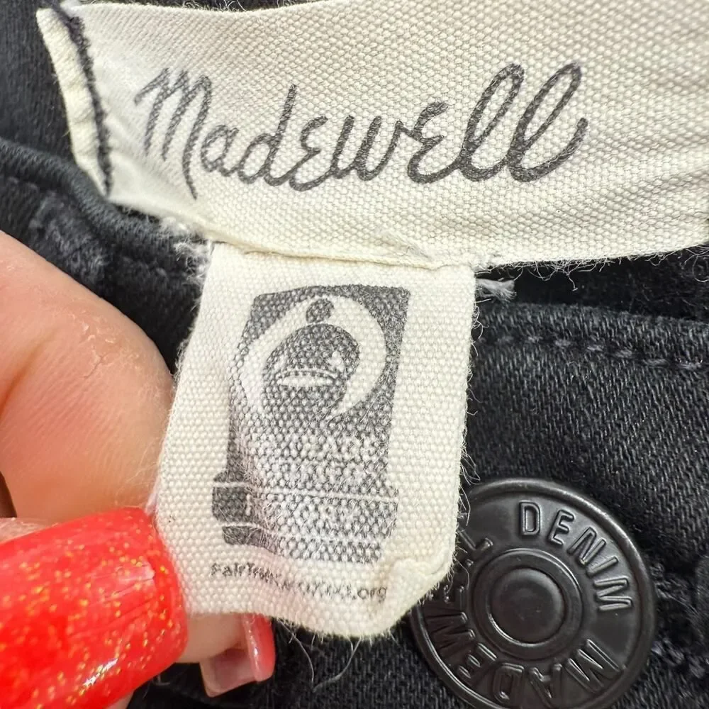 Madewell Jeans Size 24 Black Distressed Stretch 11 Inch High Rise Skinny Frayed